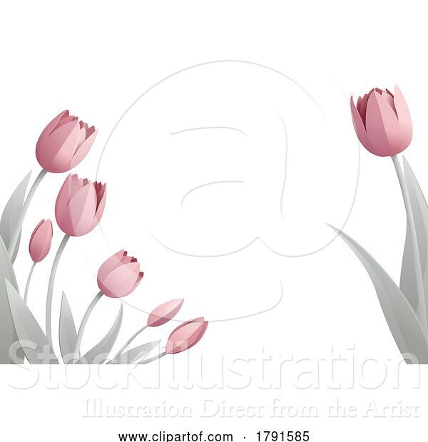 Vector Illustration of Paper Craft Cut Origami Floral Tulip Flowers