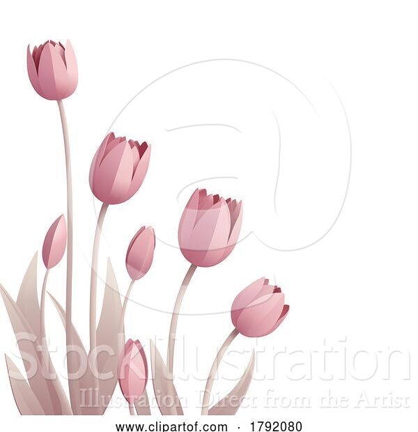 Vector Illustration of Paper Craft Cut Origami Floral Tulip Flowers