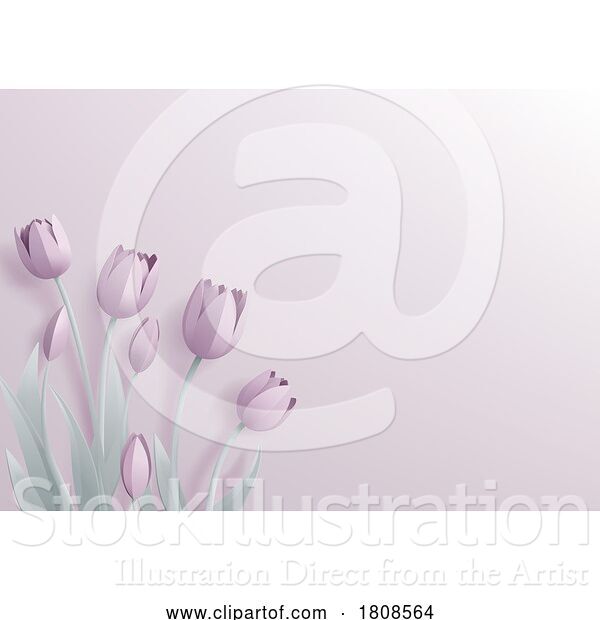 Vector Illustration of Paper Craft Cut Origami Floral Tulip Flowers