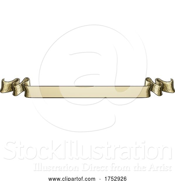 Vector Illustration of Paper Scroll Vintage Woodcut Banner Ribbon Drawing