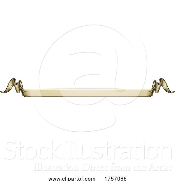 Vector Illustration of Paper Scroll Vintage Woodcut Banner Ribbon Drawing