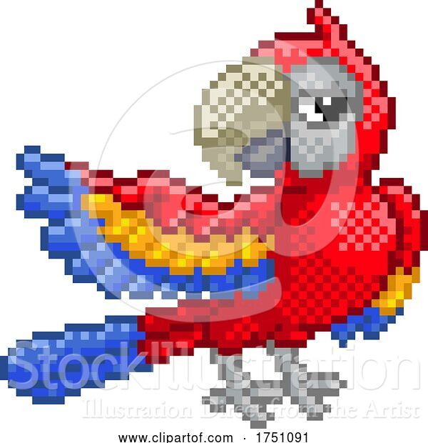 Vector Illustration of Parrot Bird Pixel Art Video Game Animal