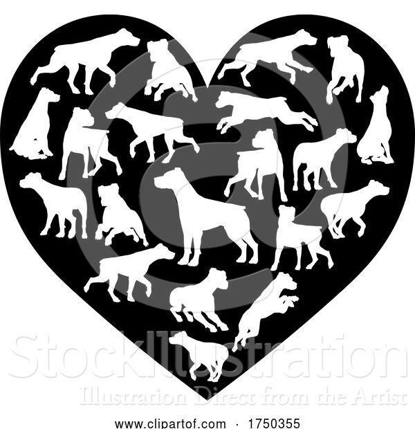 Vector Illustration of Parsons Terrier Dog Heart Silhouette Concept
