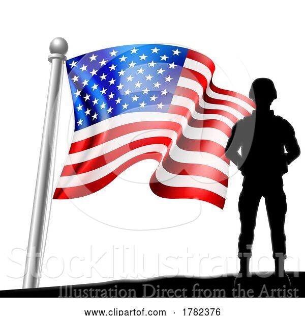 Vector Illustration of Patriotic Soldier American Flag Background Concept