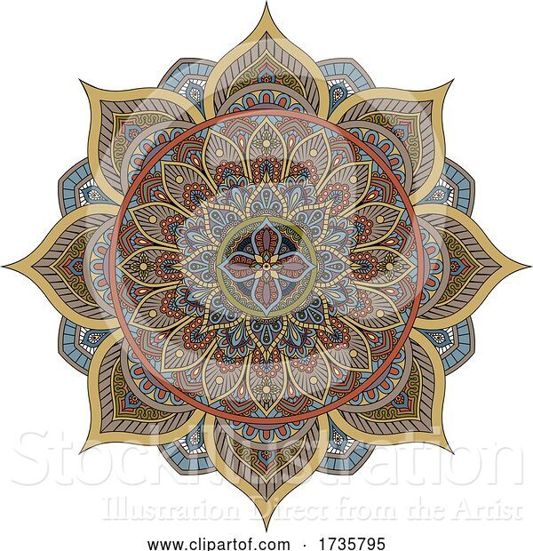 Vector Illustration of Pattern Motif Mandala Art Ornament Design Element