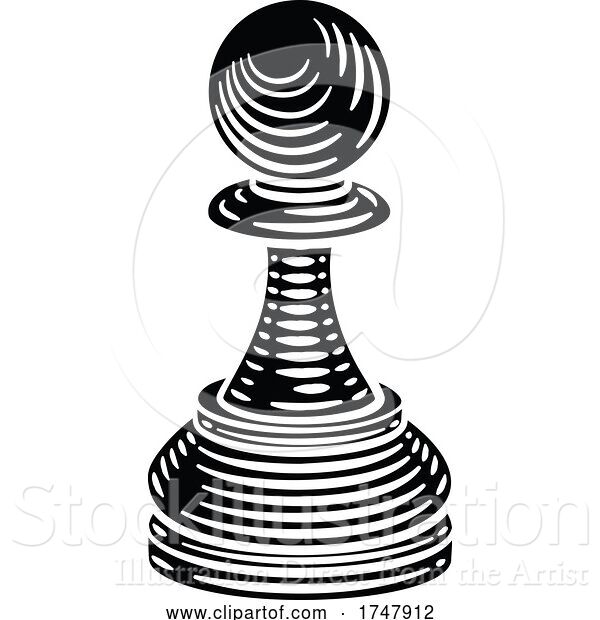 Vector Illustration of Pawn Chess Piece Vintage Woodcut Style Concept