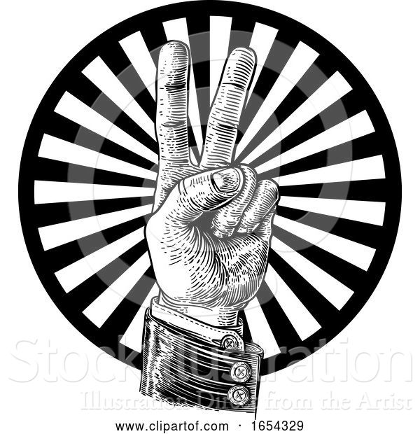 Vector Illustration of Peace Victory Hand Sign
