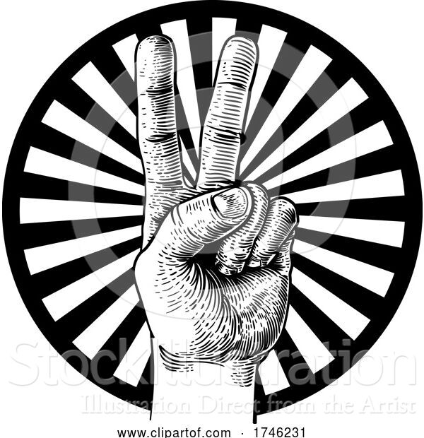 Vector Illustration of Peace Victory Hand Sign