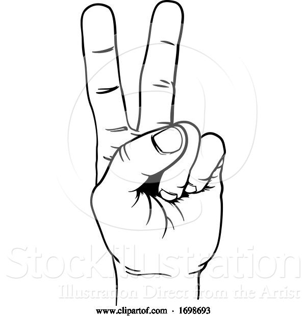Vector Illustration of Peace Victory Hand Two Finger Sign
