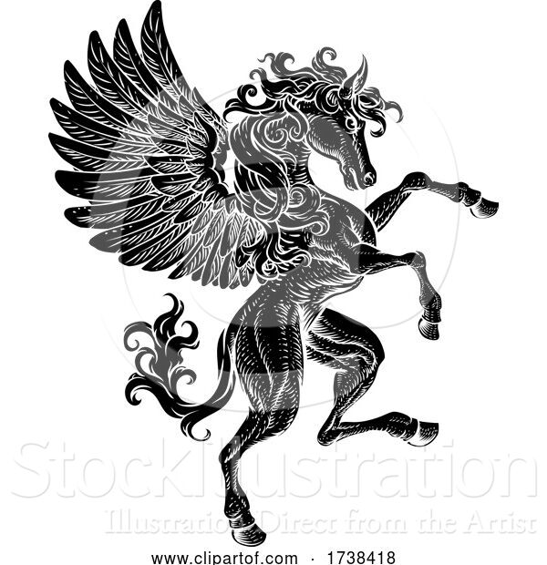 Vector Illustration of Pegasus Rearing Rampant Crest Coat of Arms Horse