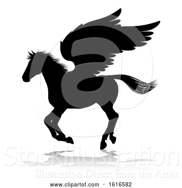 Vector Illustration of Pegasus Silhouette Mythological Winged Horse