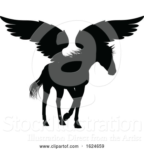 Vector Illustration of Pegasus Silhouette Mythological Winged Horse