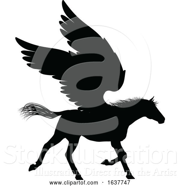 Vector Illustration of Pegasus Silhouette Mythological Winged Horse