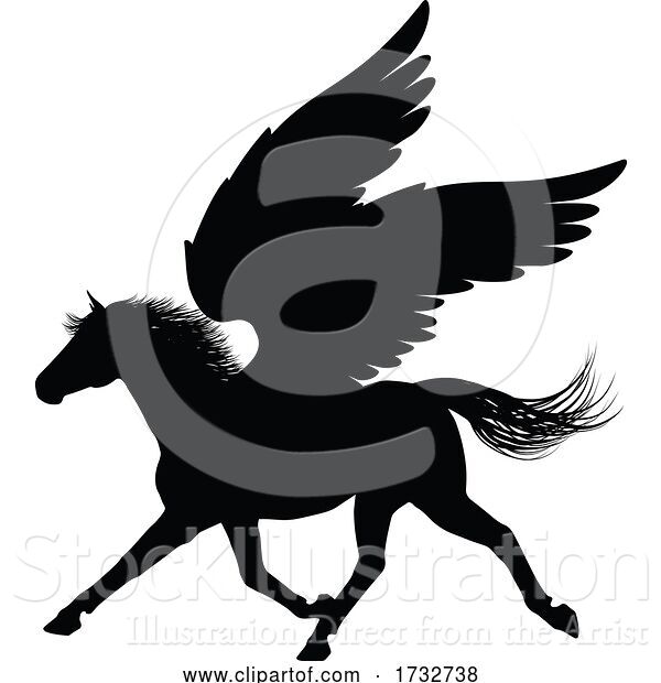 Vector Illustration of Pegasus Silhouette Mythological Winged Horse