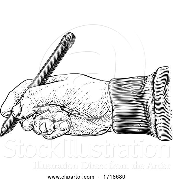 Vector Illustration of Pencil Hand Vintage Engraved Etched Woodcut Print