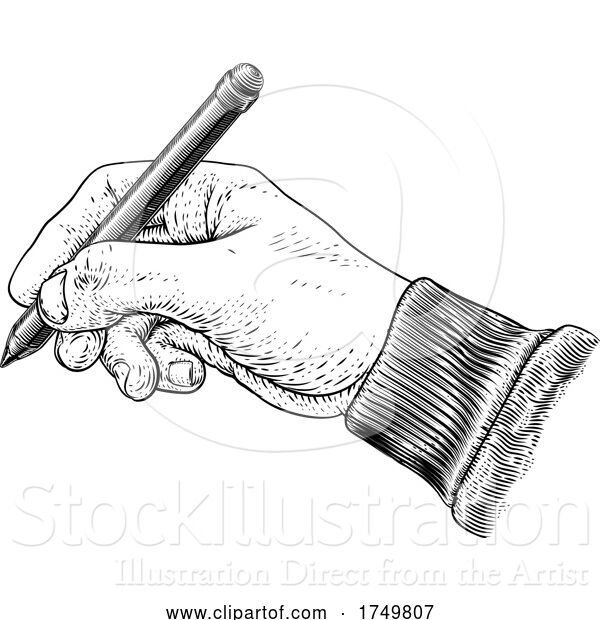 Vector Illustration of Pencil Hand Vintage Engraved Etched Woodcut Print