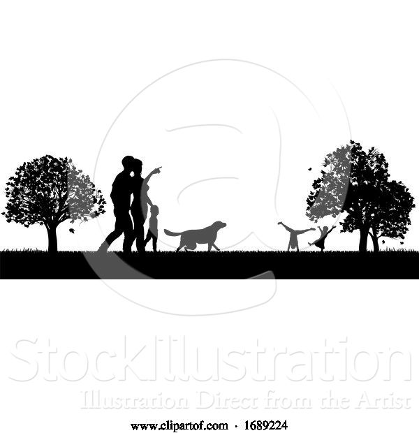 Vector Illustration of People Enjoying the Park Silhouettes