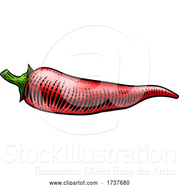 Vector Illustration of Pepper Vegetable Vintage Woodcut Illustration