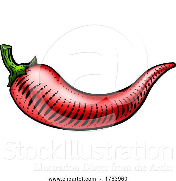 Vector Illustration of Pepper Vegetable Vintage Woodcut Illustration