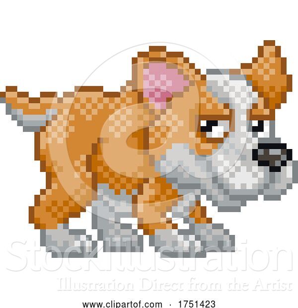 Vector Illustration of Pet Corgi Dog Pixel Art Video Game Animal