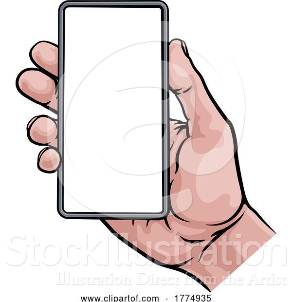 Vector Illustration of Phone Hand Comic Book Pop Art Illustration