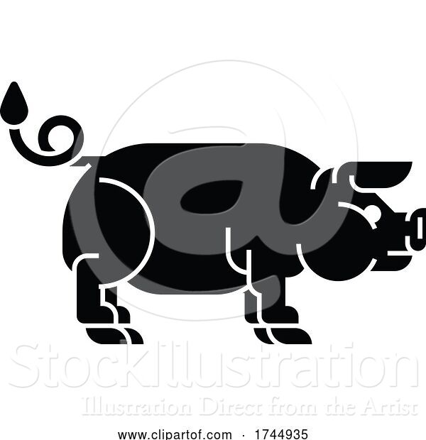 Vector Illustration of Pig Sign Label Icon Concept