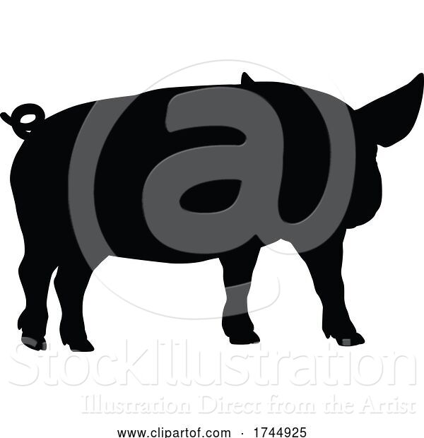 Vector Illustration of Pig Silhouette Farm Animal