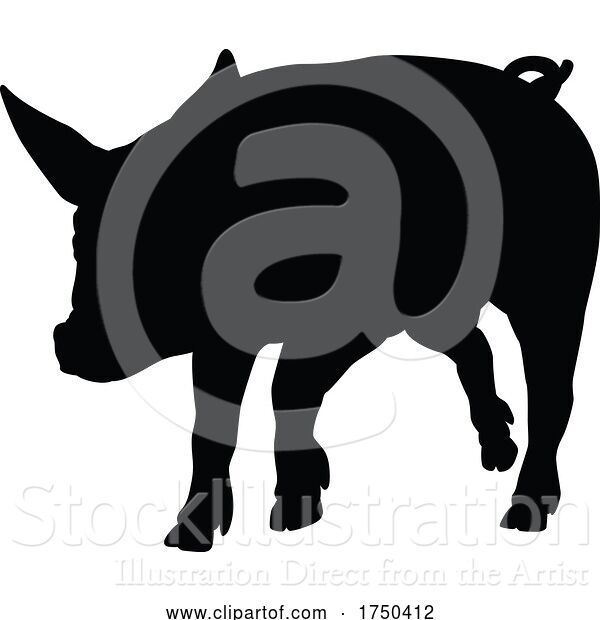 Vector Illustration of Pig Silhouette Farm Animal