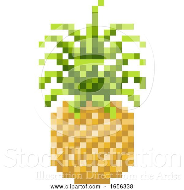 Vector Illustration of Pineapple Pixel Art 8 Bit Video Game Fruit Icon