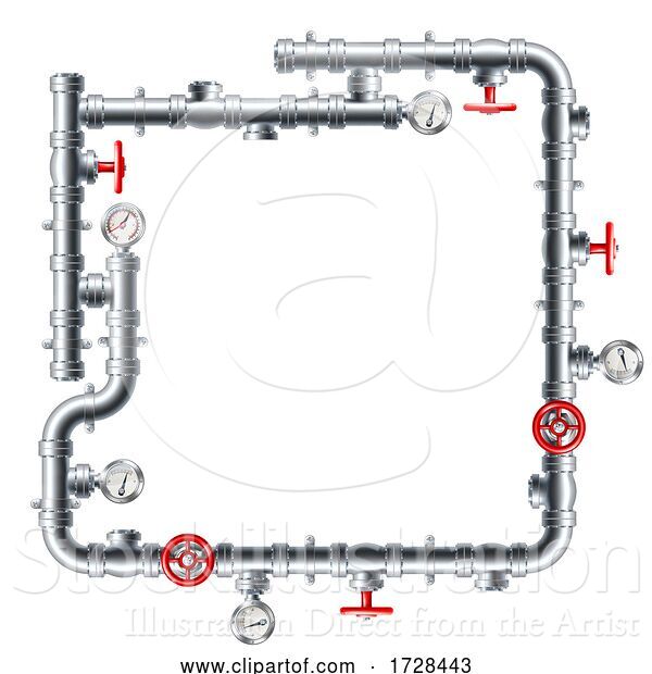 Vector Illustration of Pipe Frame Pipework Border Design