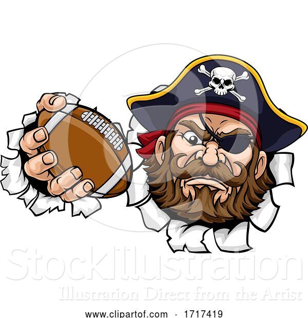 Vector Illustration of Pirate American Football Sports Mascot