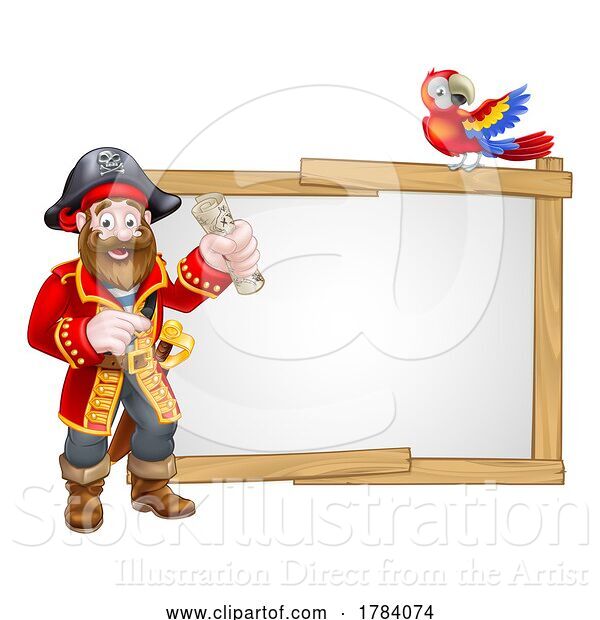 Vector Illustration of Pirate and Parrot Background