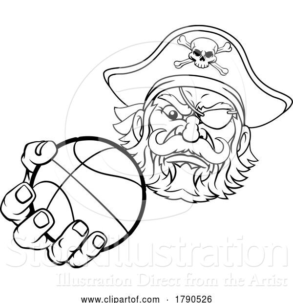Vector Illustration of Pirate Basketball Ball Sports Mascot