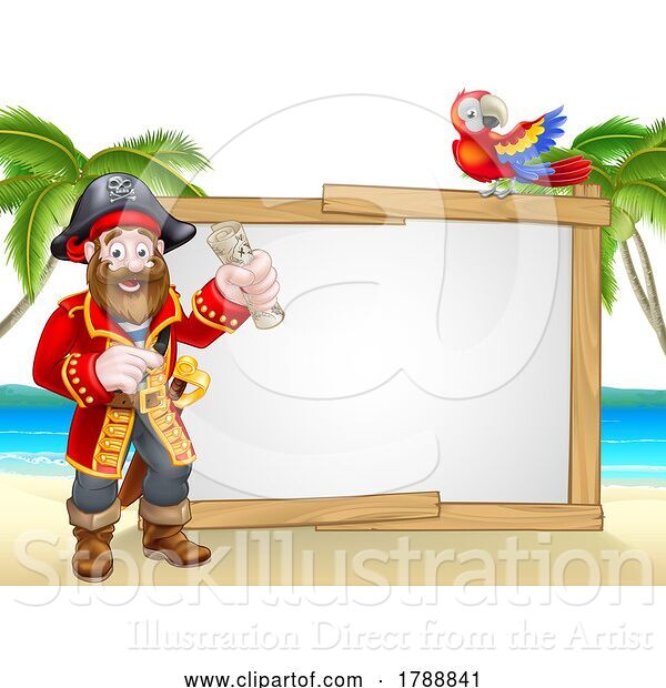 Vector Illustration of Pirate Beach Background