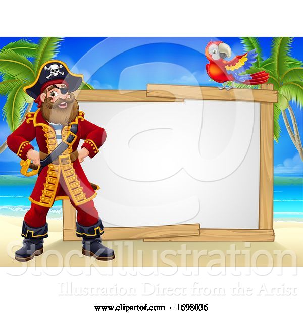 Vector Illustration of Pirate Captain Beach Sign