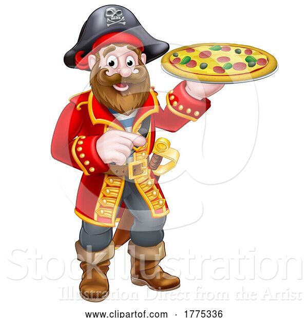 Vector Illustration of Pirate Captain Pizza Chef Mascot