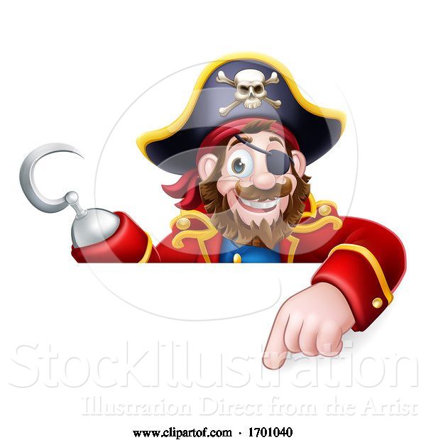 Vector Illustration of Pirate Captain Pointing Sign Background