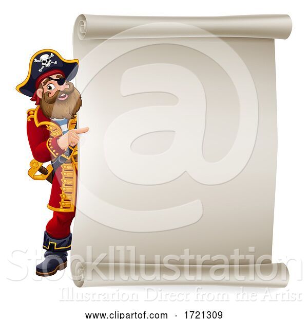 Vector Illustration of Pirate Captain Scroll Background