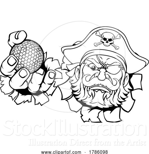 Vector Illustration of Pirate Golf Ball Sports Mascot