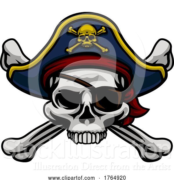 Vector Illustration of Pirate Hat Skull and Crossbones