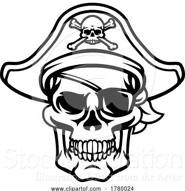 Vector Illustration of Pirate Hat Skull and Crossbones