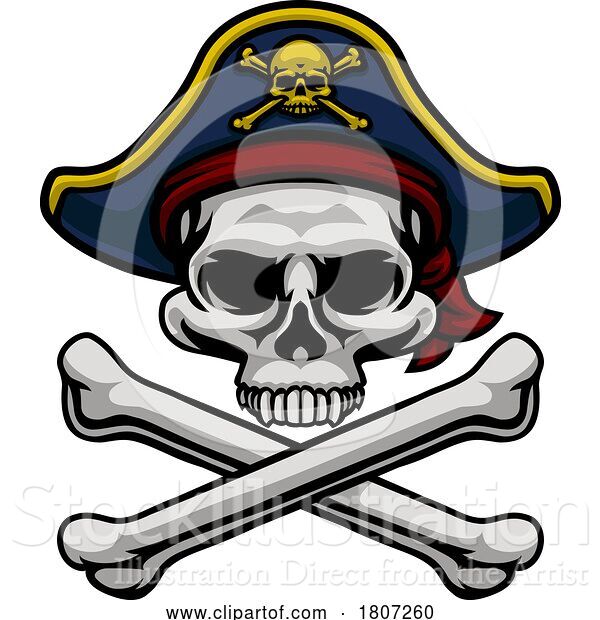 Vector Illustration of Pirate Hat Skull and Crossbones