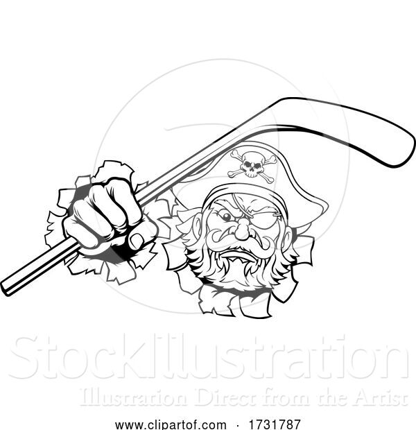 Vector Illustration of Pirate Ice Hockey Sports Mascot