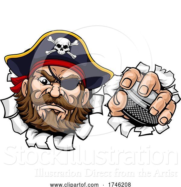 Vector Illustration of Pirate Ice Hockey Sports Mascot