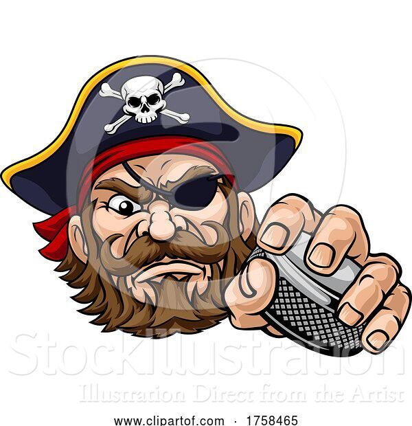 Vector Illustration of Pirate Ice Hockey Sports Mascot