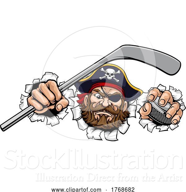 Vector Illustration of Pirate Ice Hockey Sports Mascot