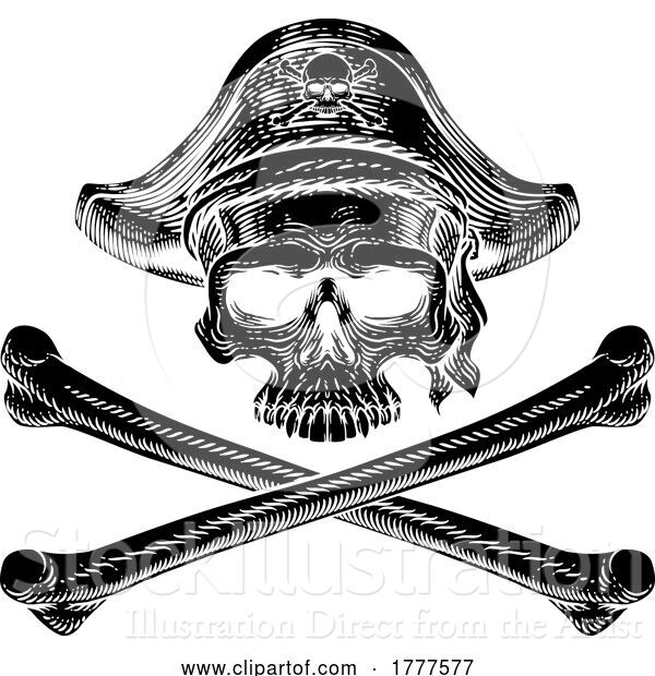 Vector Illustration of Pirate Skull Crossbones Skeleton Grim Reaper