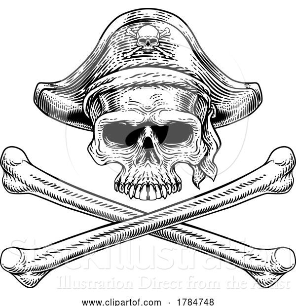 Vector Illustration of Pirate Skull Crossbones Skeleton Grim Reaper