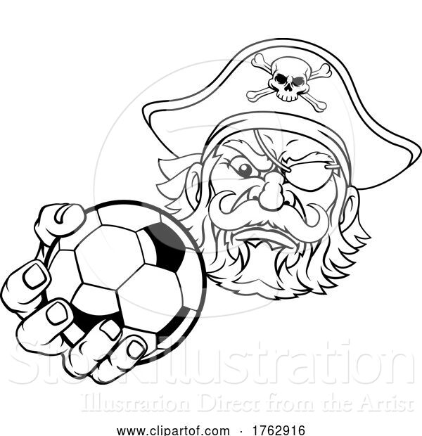 Vector Illustration of Pirate Soccer Football Ball Sports Mascot