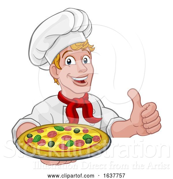 Vector Illustration of Pizza Chef